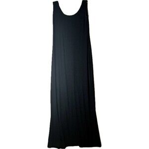 Alex Evenings‎ Black Textured Maxi Dress With Long Back Slit Size 10
